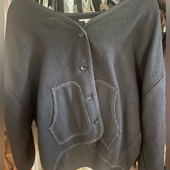 Ozma of California black silk Wolfe Coat L - Picture 4 of 10